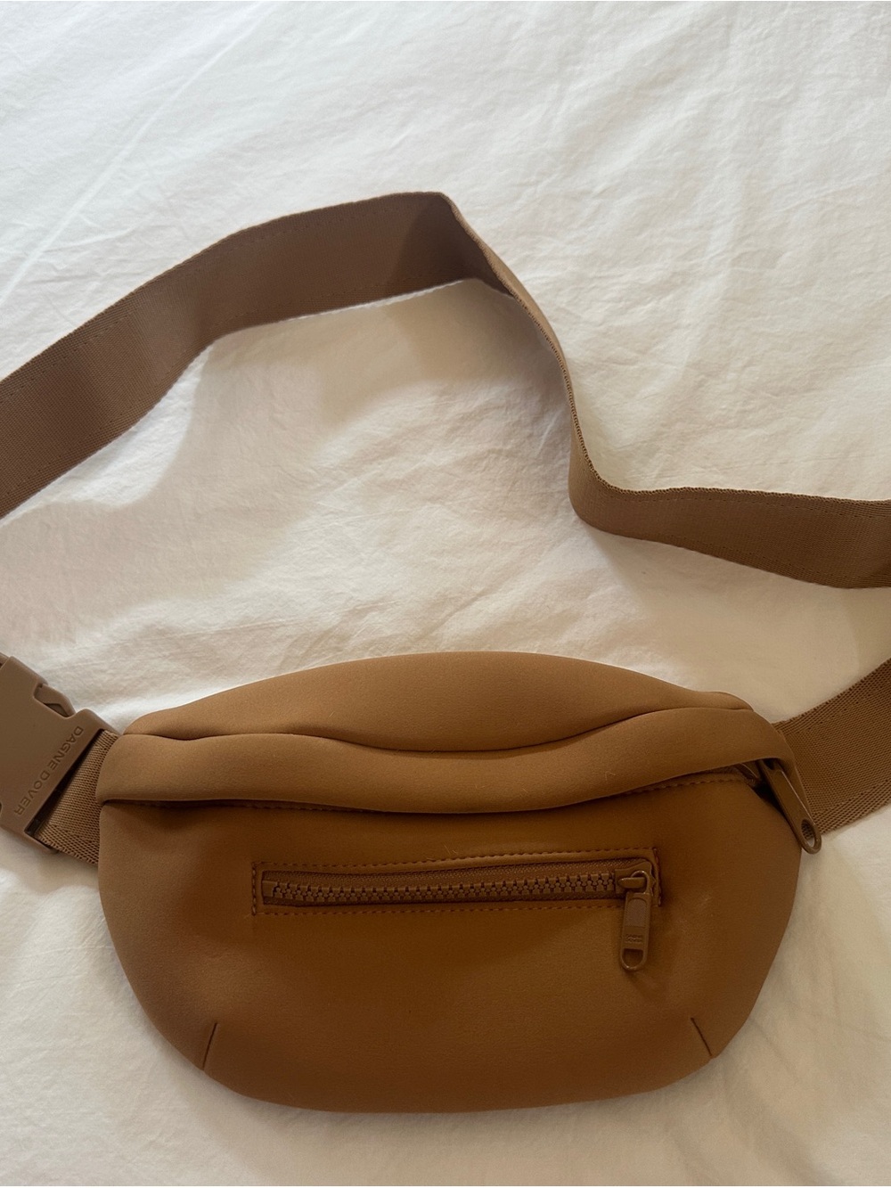 Dagne Dover Ace Neoprene tan belt pouch with interior card slot
